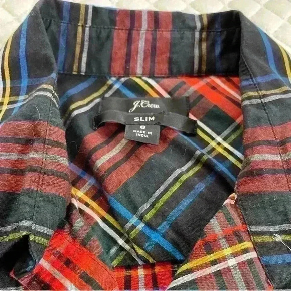 J Crew Christmas tartan holiday plaid long sleeve button front shirt 8 - Picture 7 of 7